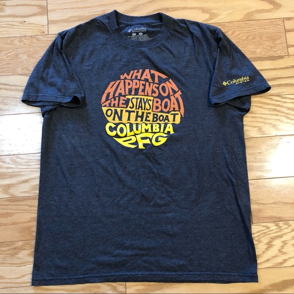 Columbia dark gray t-shirt “What Happens on the Boat”, size large - Picture 5 of 7